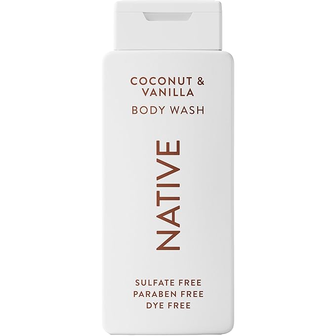 NativeNatural Body Wash for Women, Men, Sulfate and Paraben Free, Dye Free, with Naturally Derived Clean Ingredients Leaving Skin Soft and Hydrating, Coconut & Vanilla 18 oz - 2 Pk